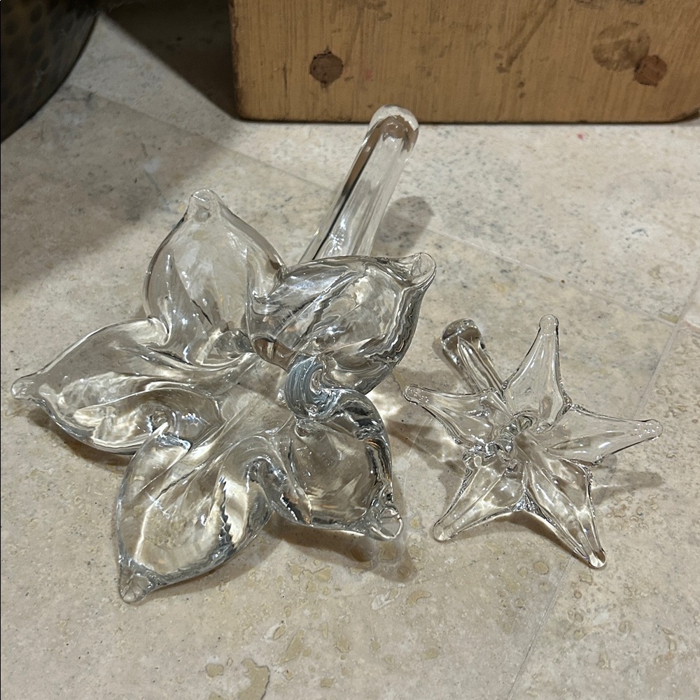 SOLD- Set of 2 Vintage Hand-blown Glass Lily Bud Vases